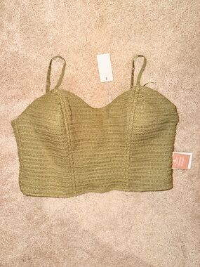JLUXLABEL Olive Knit Cropped Bustier Cami